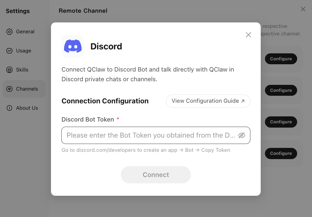 Discord Configure Window