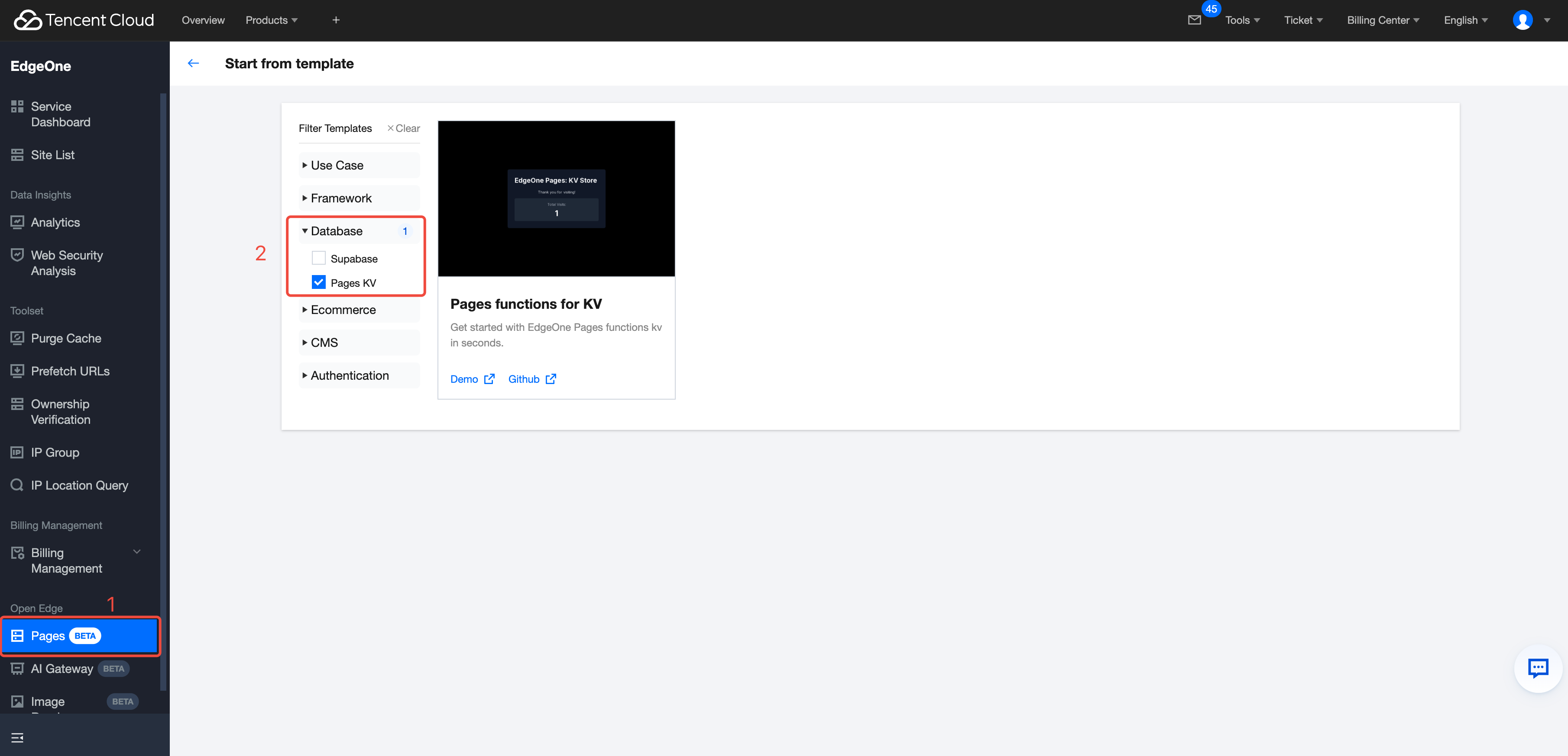 Pages KV 集成 - Tencent EdgeOne